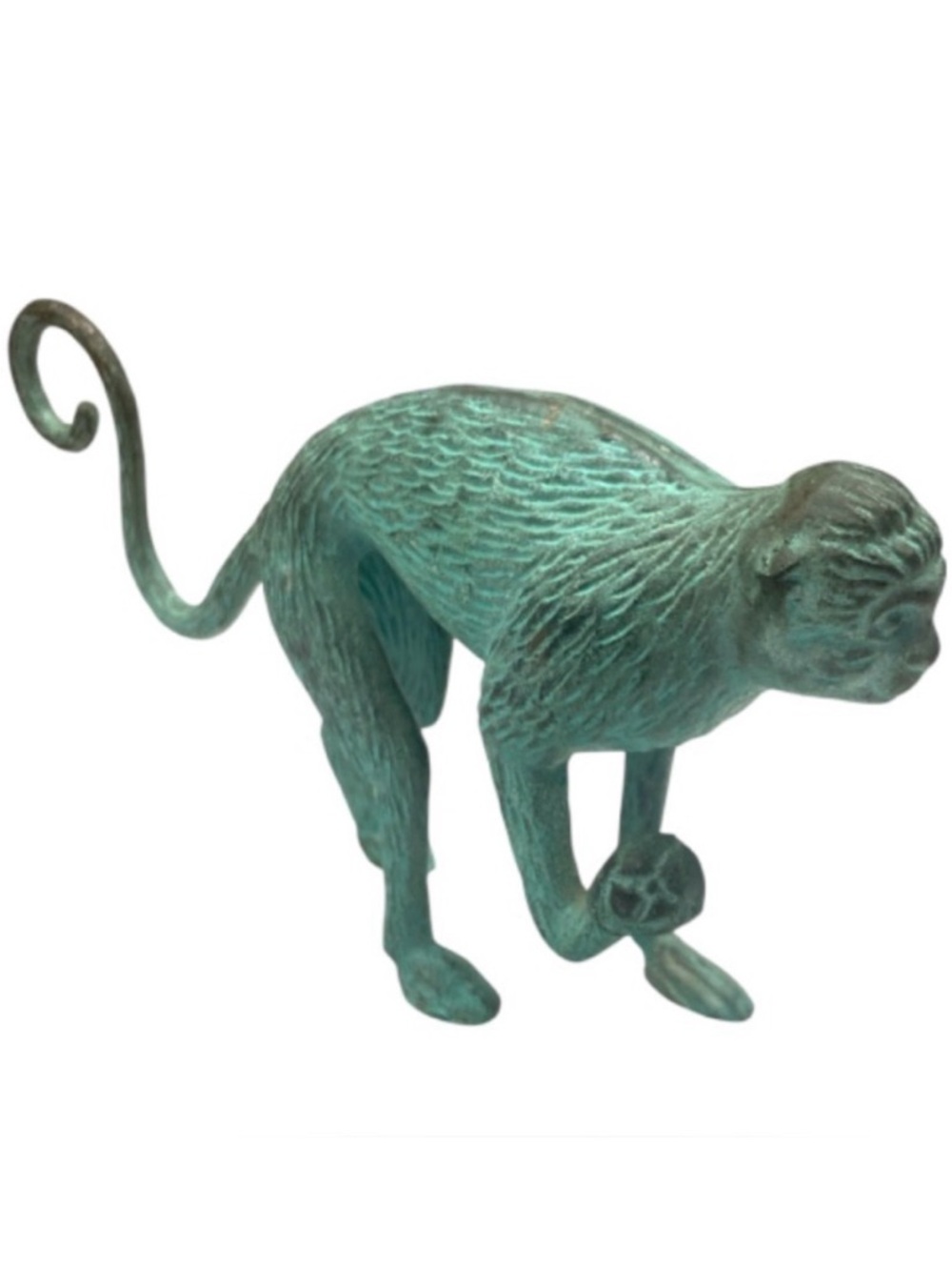 Vintage Turquoise Patina Spider Monkey Metal Figurine or Paperweight